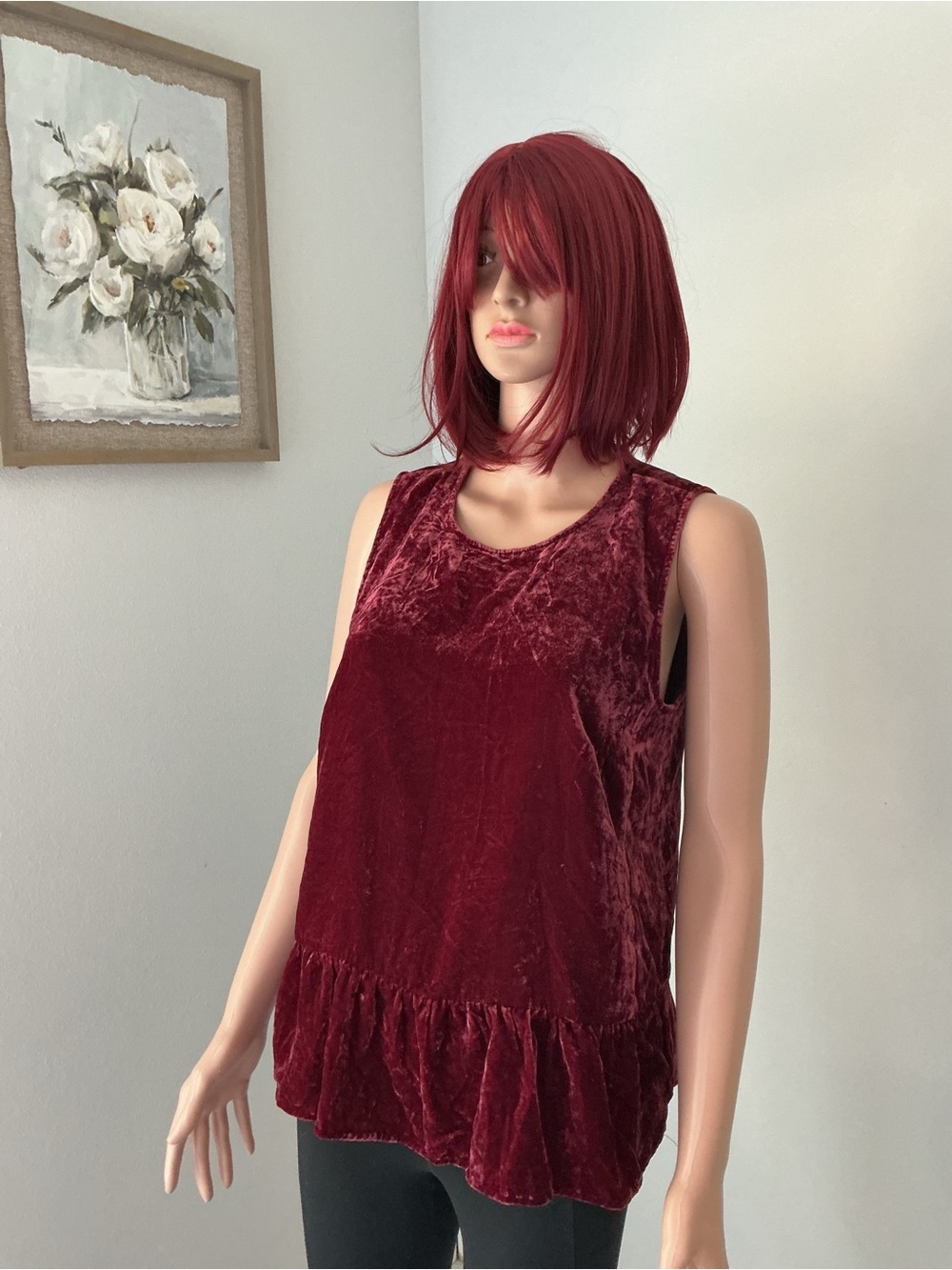 J. Crew Sleeveless Velvet Top in Wine Sz M